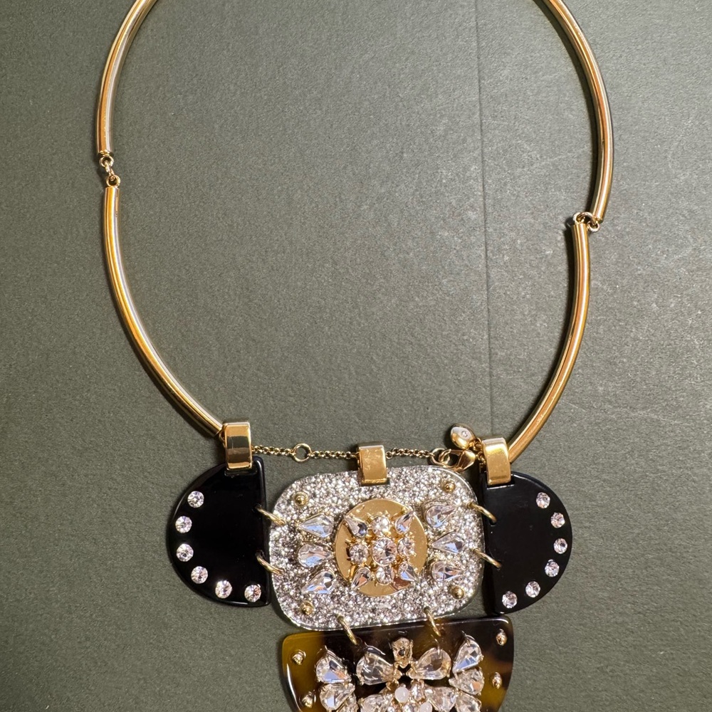 J. Crew Gold and Black Statement Necklace
